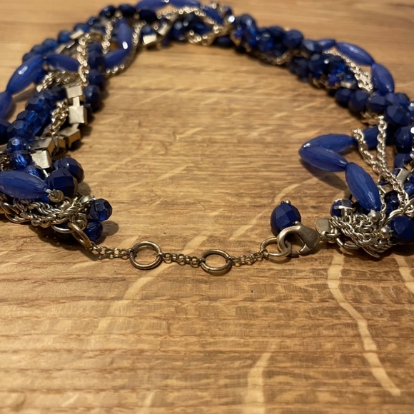 Loft Necklace Fashion Jewelry Blue Gold Geometric Layered Pattern Accessory - Picture 5 of 7